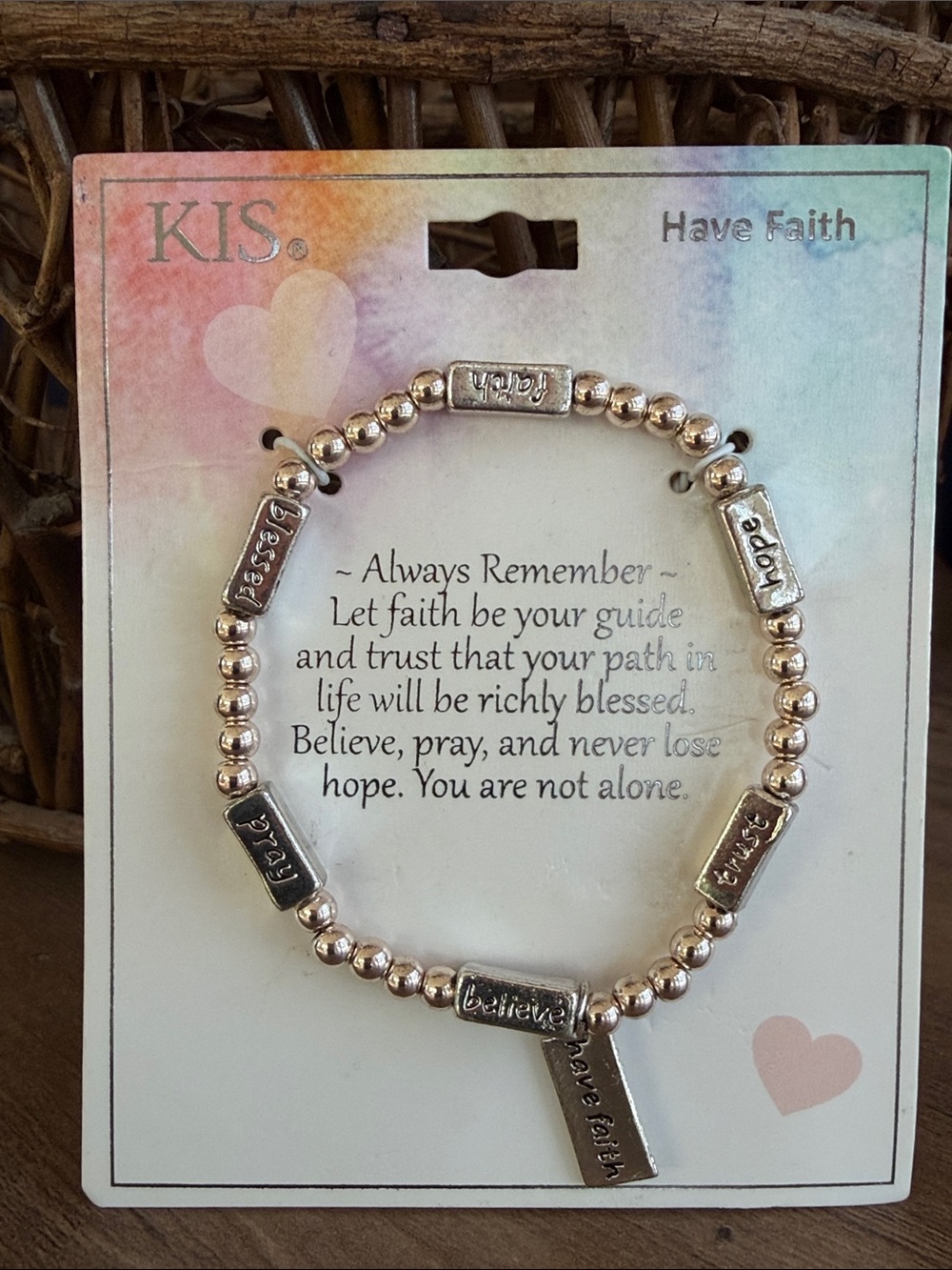 Silver Inspirational 'Have Faith' Beaded Bracelet
